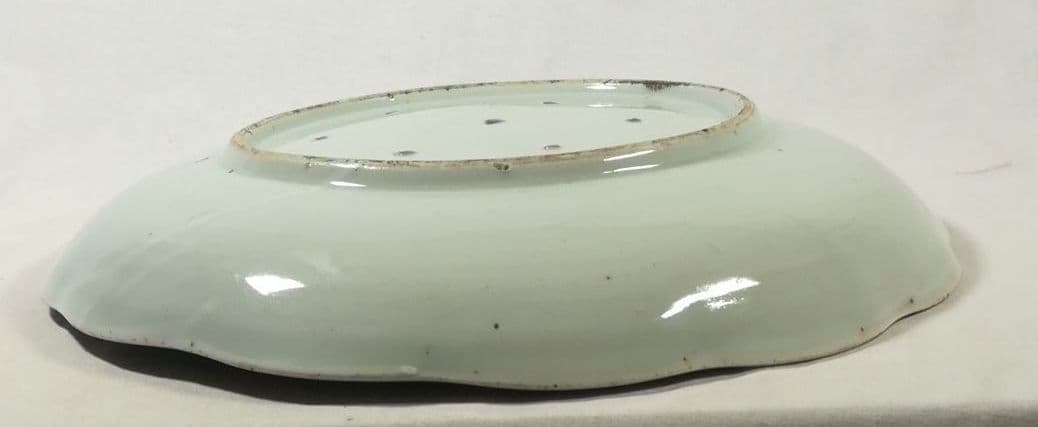 古い　染付大皿　皿　鶴　松