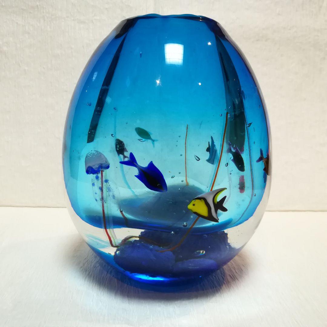 ベネチアンガラス　花瓶　ガラス工芸品　ガラスアート　水族館　魚　ベネチアングラス