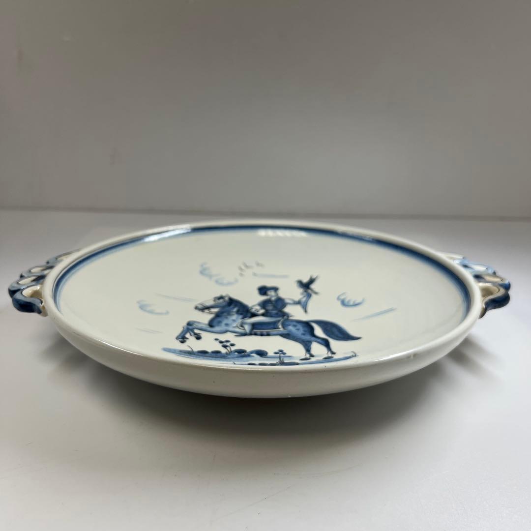 三越購入　18世紀オランダ染付手付皿　共箱　幅約28.5㎝東Y7-0501⭐︎2F