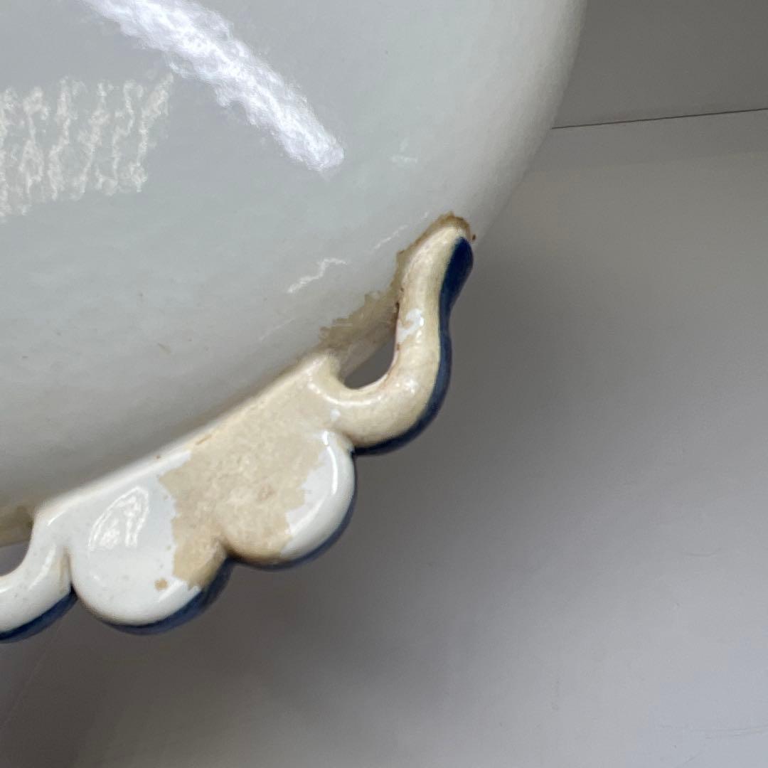 三越購入　18世紀オランダ染付手付皿　共箱　幅約28.5㎝東Y7-0501⭐︎2F