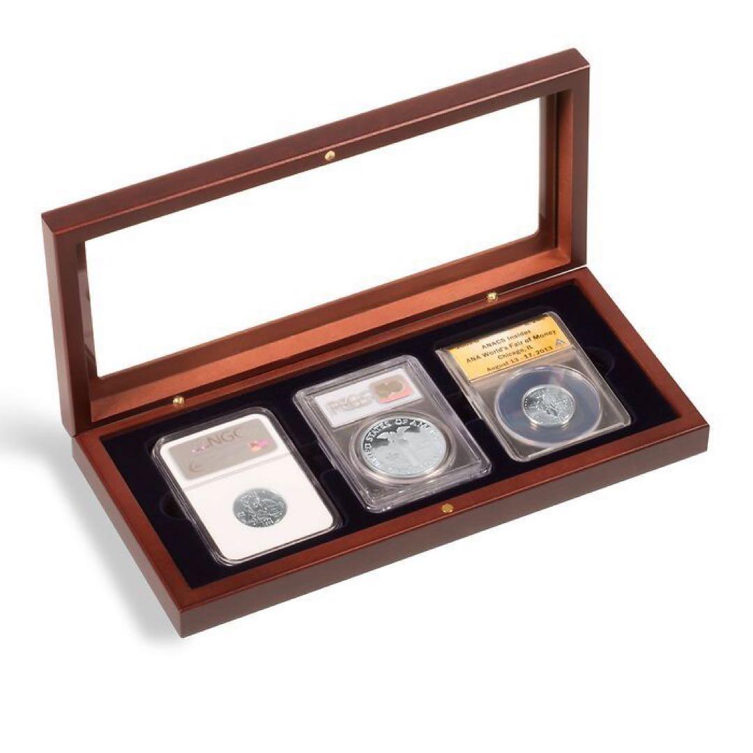 スラブケース スラブホルダー 木製 3枚用 新品 NGC PCGS