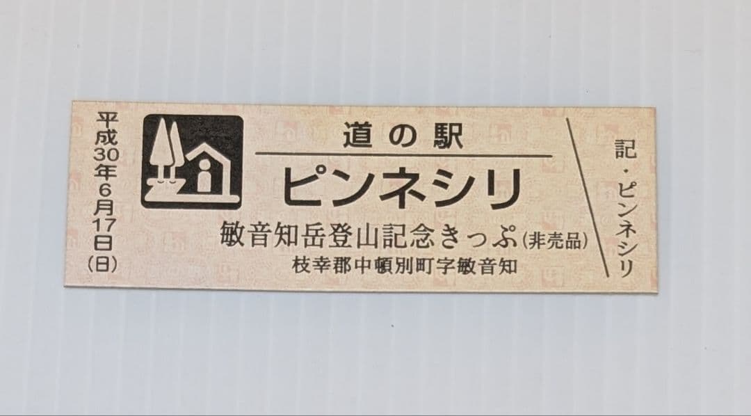 道の駅　ピンネシリ　敏音知岳登山記念きっぷ　非売品　レア　道の駅記念きっぷ