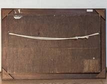 【真作】絵画　油彩8号　静寂なる湖畔と遠山　ブルートーンに包まれた朝景　Y16