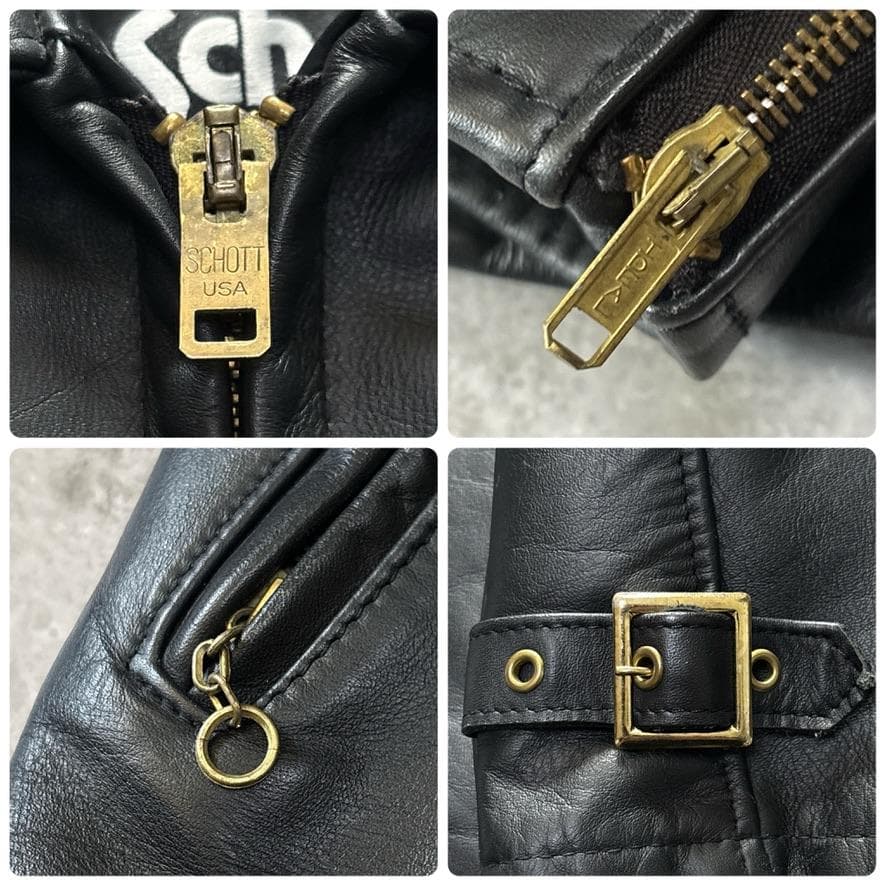 ショット 643 ライナー 襟付 シングルライダース レザージャケット 36 黒