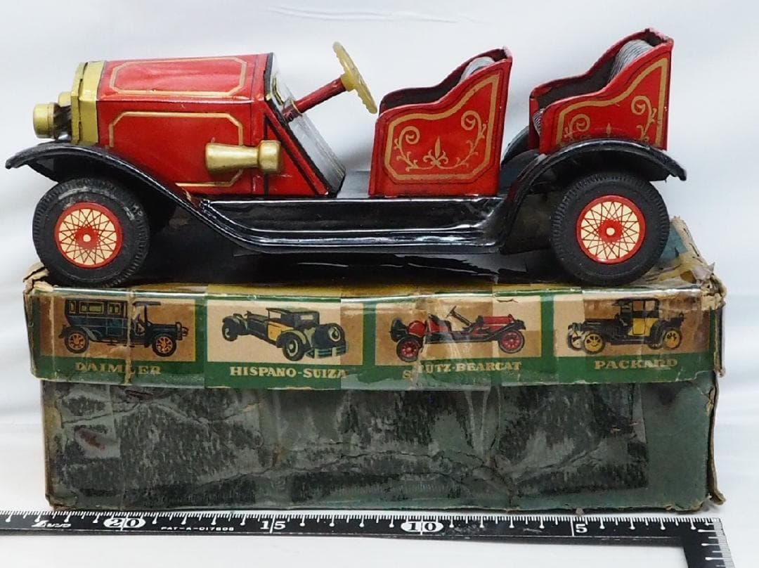 ブリキ【スタンレー スチーマー  オールドタイマー赤】tin toy car箱付