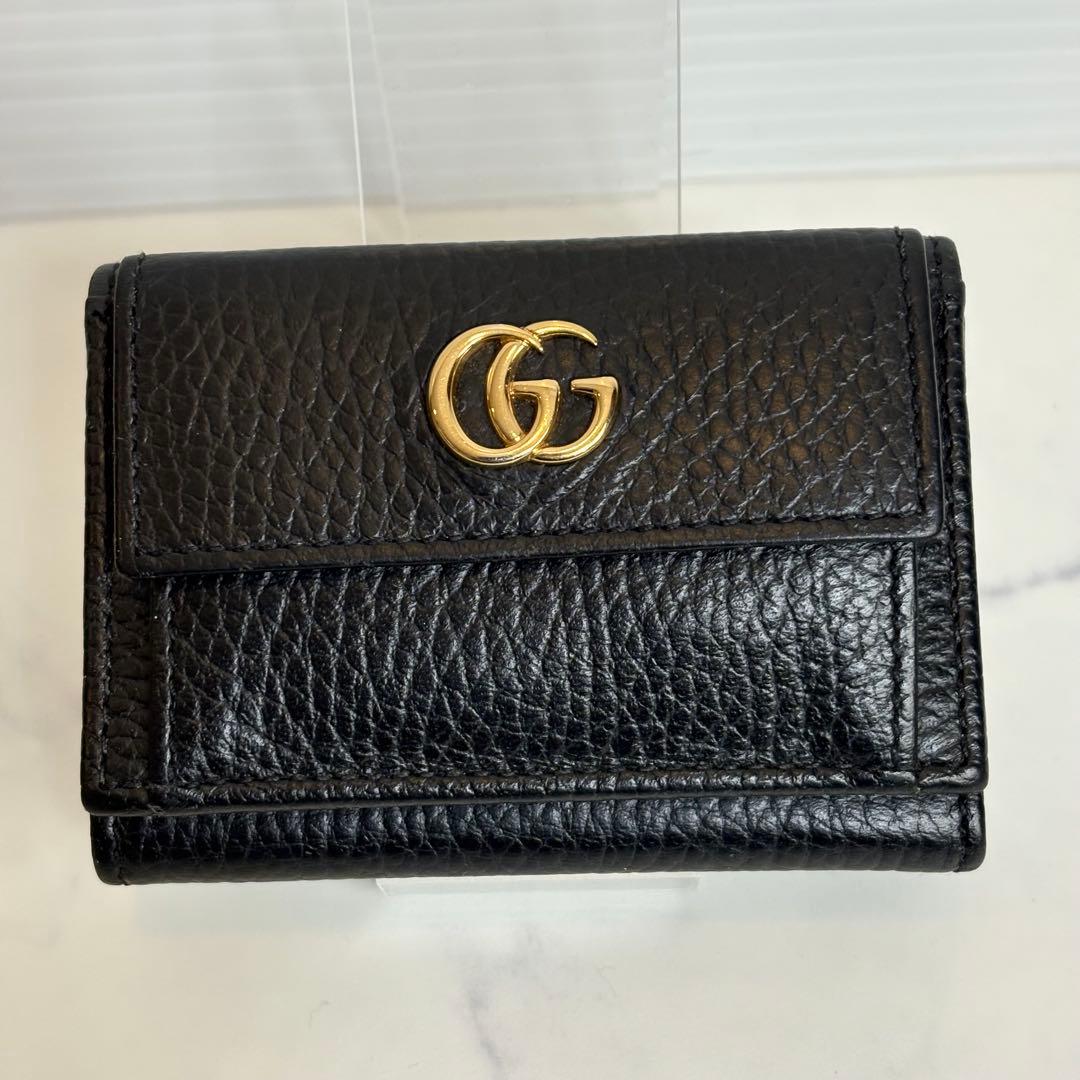 極美品 グッチ GUCCI 三つ折り財布 GGマーモント523277