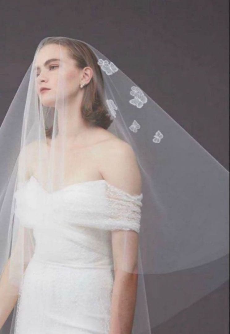 TREATMAISON花柄刺繍ミドルタイプベール　ギャザー無し 80×120cm