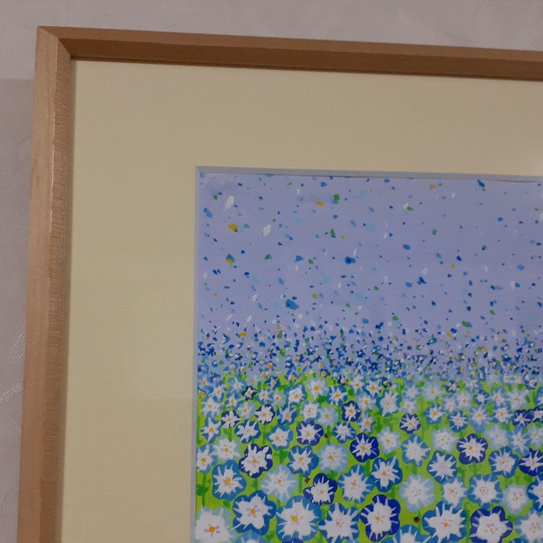 ハッピーネモフィラ畑　2019年　アクリルガッシュ　小楠アキコ作品