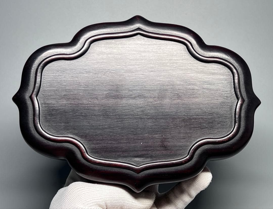 木製　小物入れ　紫檀　硯箱　香合　浮彫　神獣紋　極細工　文房具　中国美術　美品