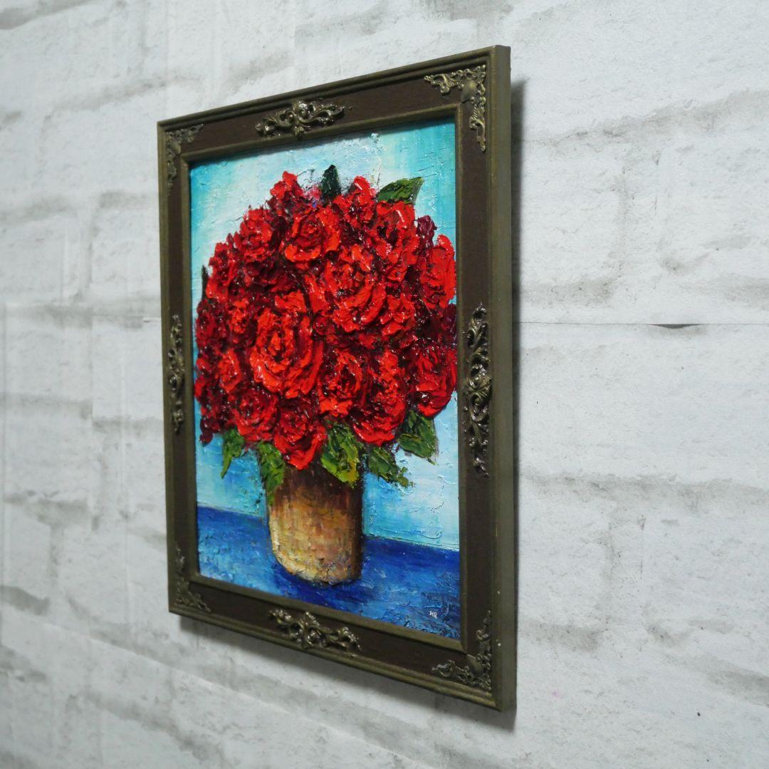 油絵 油彩 油彩画 絵 絵画【赤い薔薇】