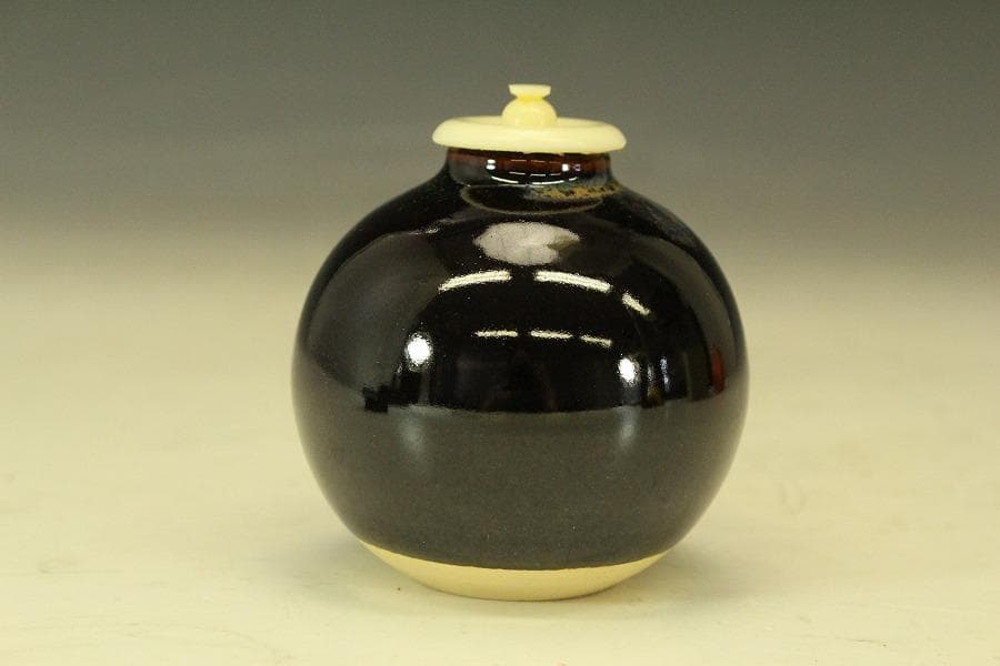 茶道具 唐物 彷古 文淋茶入 藤種緞子 仕服(RC934)