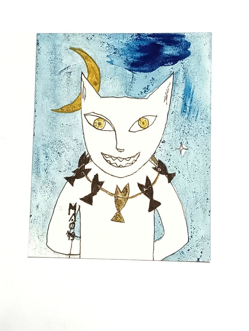 山口マオ 原画 額入り 希少 水彩画 シルクスクリーン サイン入り