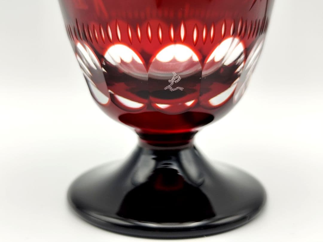 美品☆江戸切子 大久保忠幸 脚付グラス（切子 江戸切子 薩摩切子）