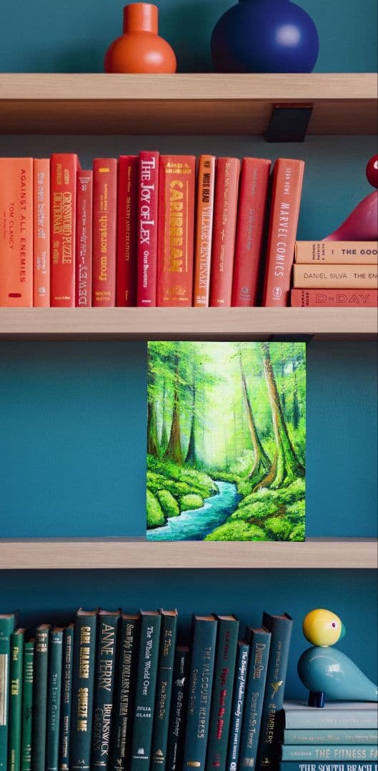 油絵 油彩 油彩画 絵 絵画 【新緑の渓谷】