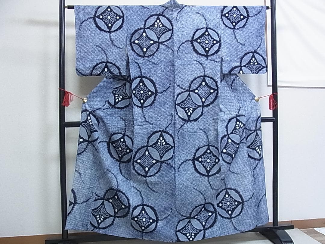 ♦︎きもの結♦︎有松鳴海絞り 浴衣 七宝文 綿♦︎f