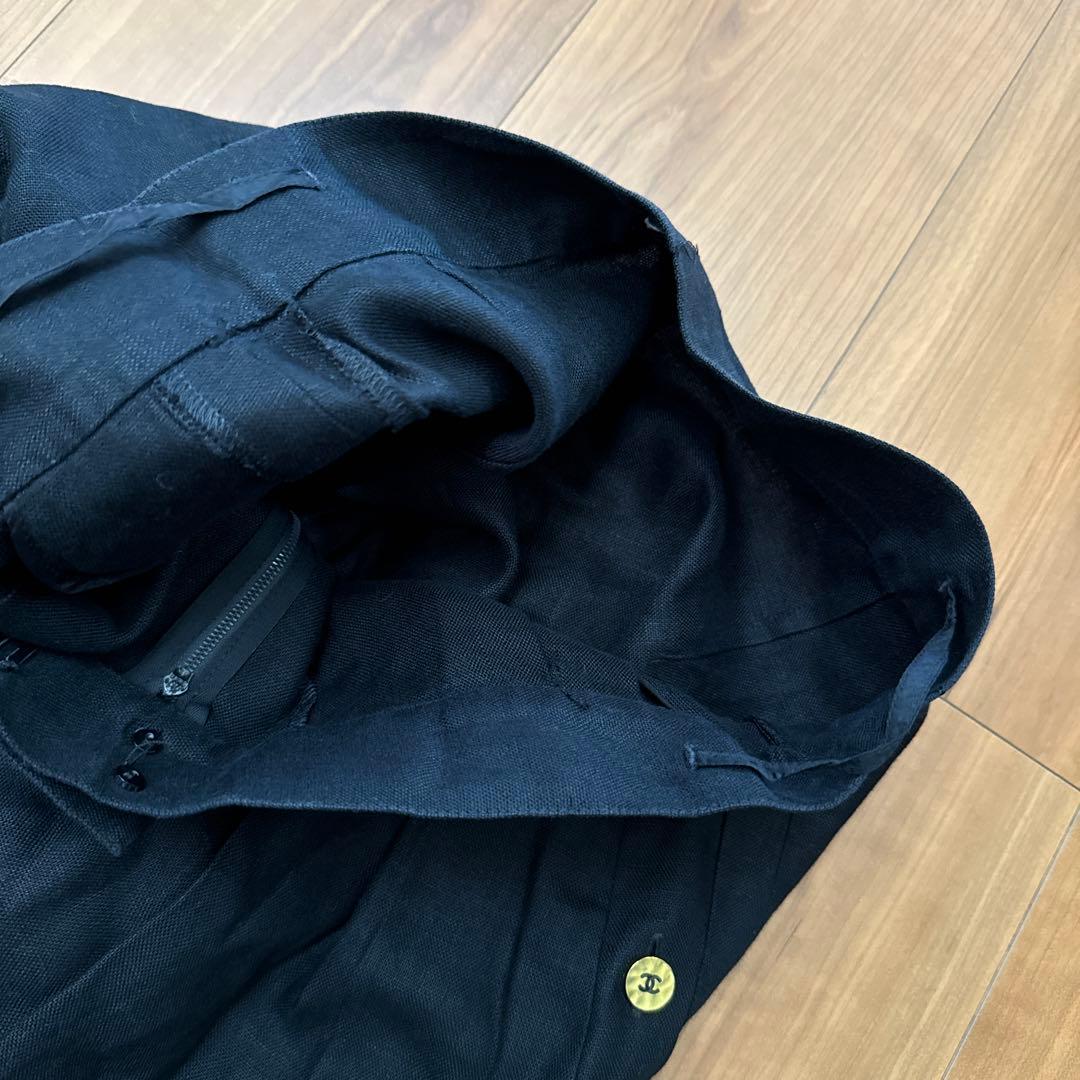 シャネル　キュロットスカート リネン　ヴィンテージ ゴールドココマークボタン