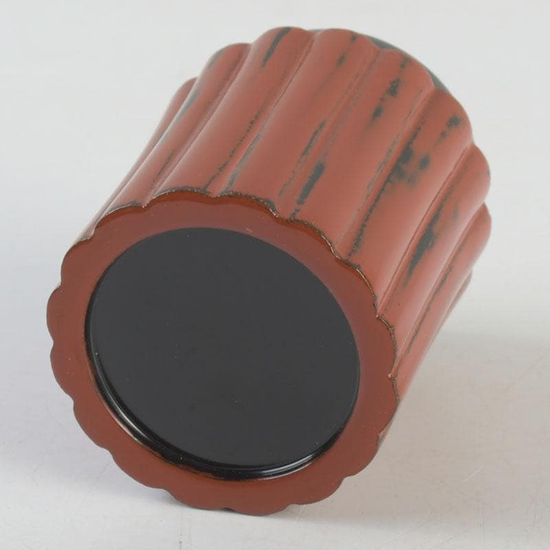 茶道具　輪島塗　久世宗春作　根来菊形　末広棗　共箱　V　9648