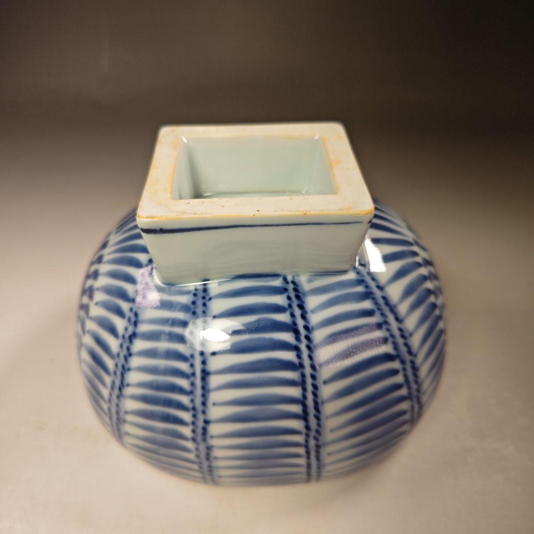 イ586 水指『京都五山窯　林淡幽造』『染付俵七福人　水指　共箱』茶道具