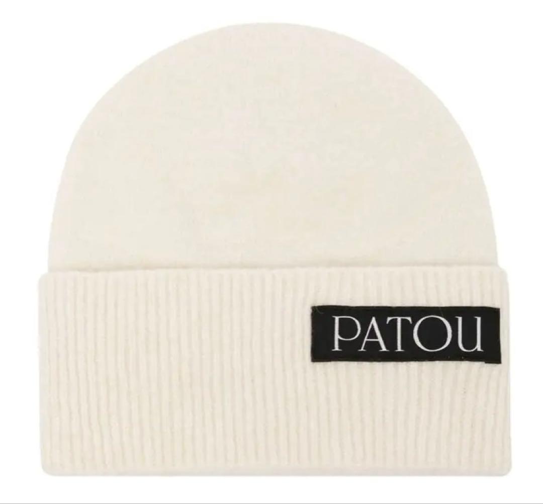 PATOU ロゴパッチ ニット帽 OS ベージュ