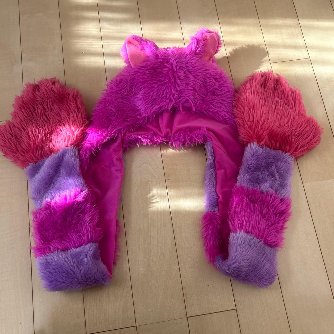 ディズニー　チェシャ猫　ファンキャップ　マフラー