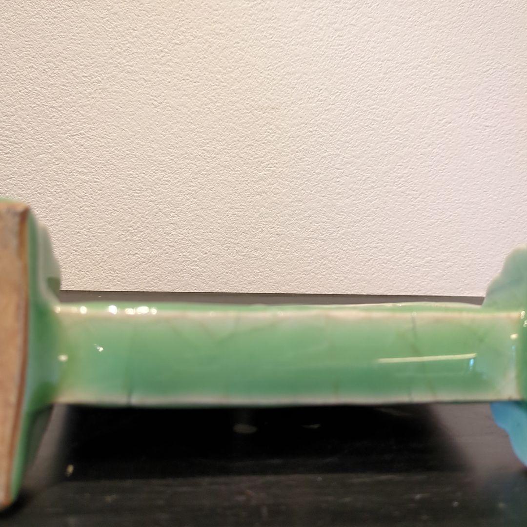 七官青磁　硯屏　明代　鳥