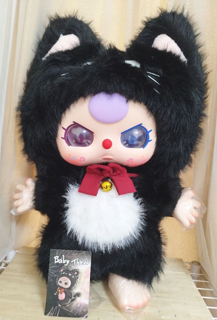 お*き様 babythree 1000％ 黒猫　ぬいぐるみ　オッドアイ