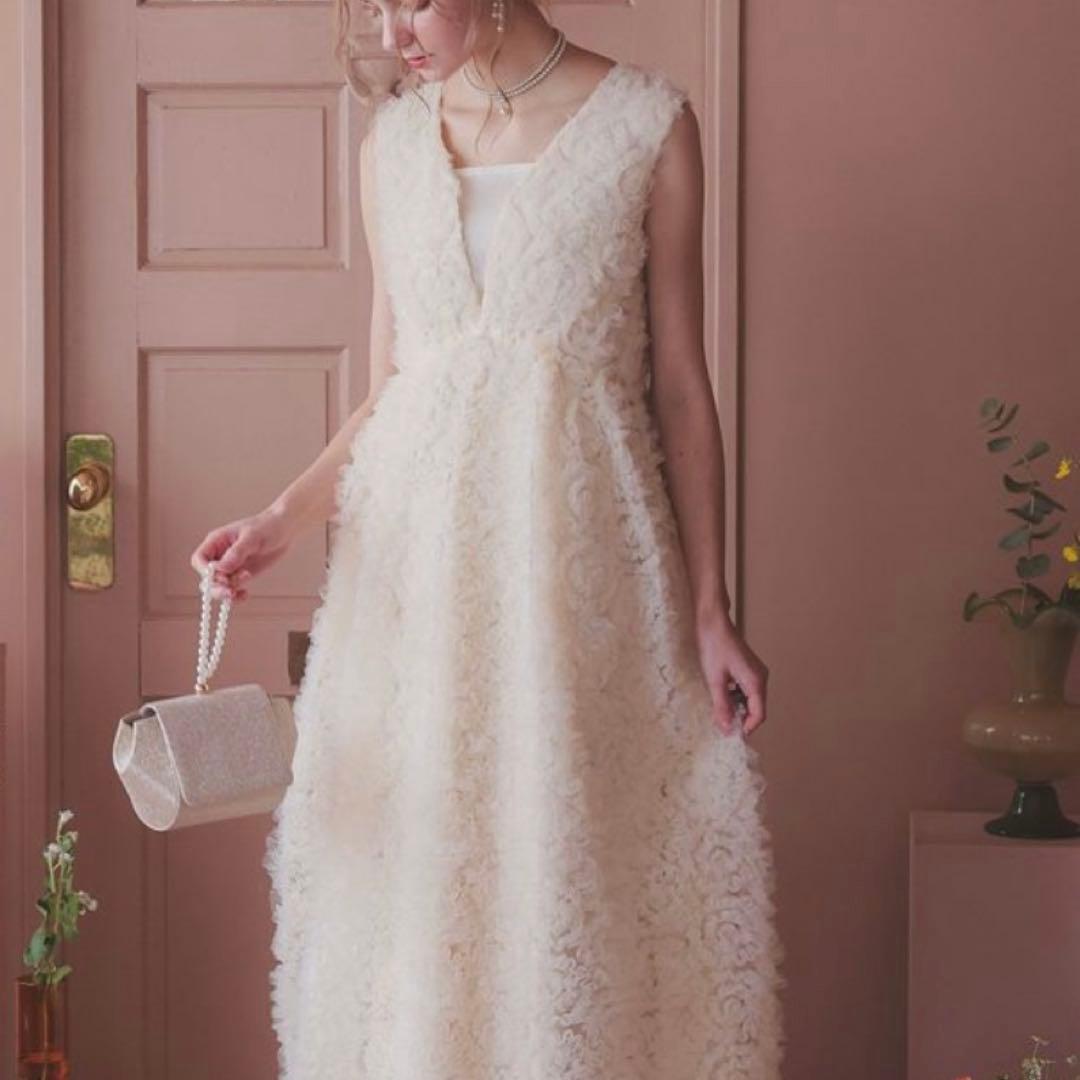 Dorry Doll フリルチュールドレス　結婚式　二次会ドレス　ホワイト