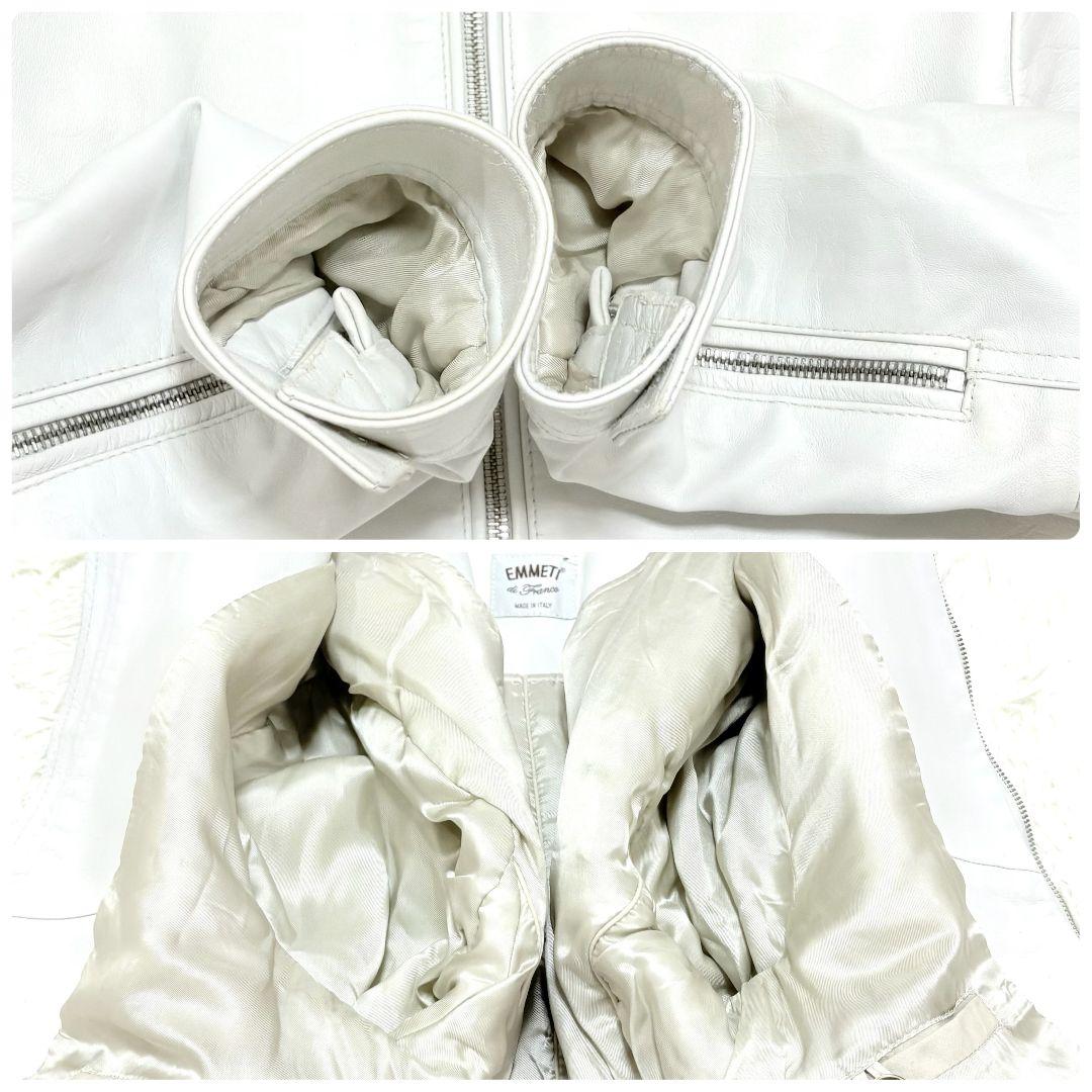 美品✨ エンメティ アンドレア レザー シングルライダースジャケット ホワイト