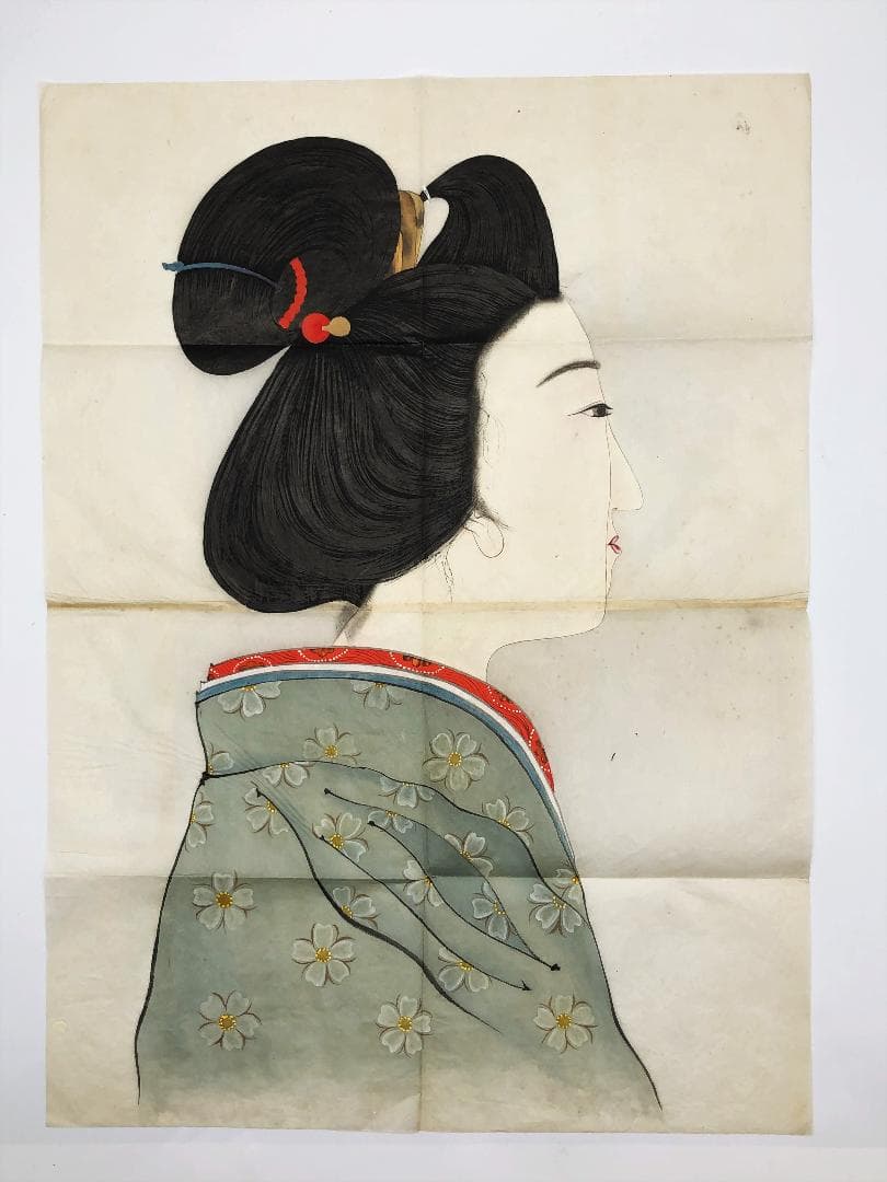 【 江戸期美人画 】　日本画　肉筆浮世絵　蔵出し書画