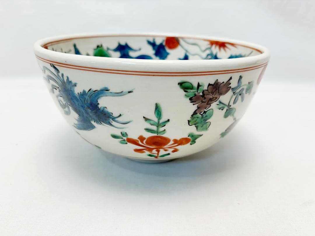 未使用 茶道具 三代目 森岡嘉祥作 呉須赤絵鉢 麒麟 茶器 茶事 陶印 共布共箱