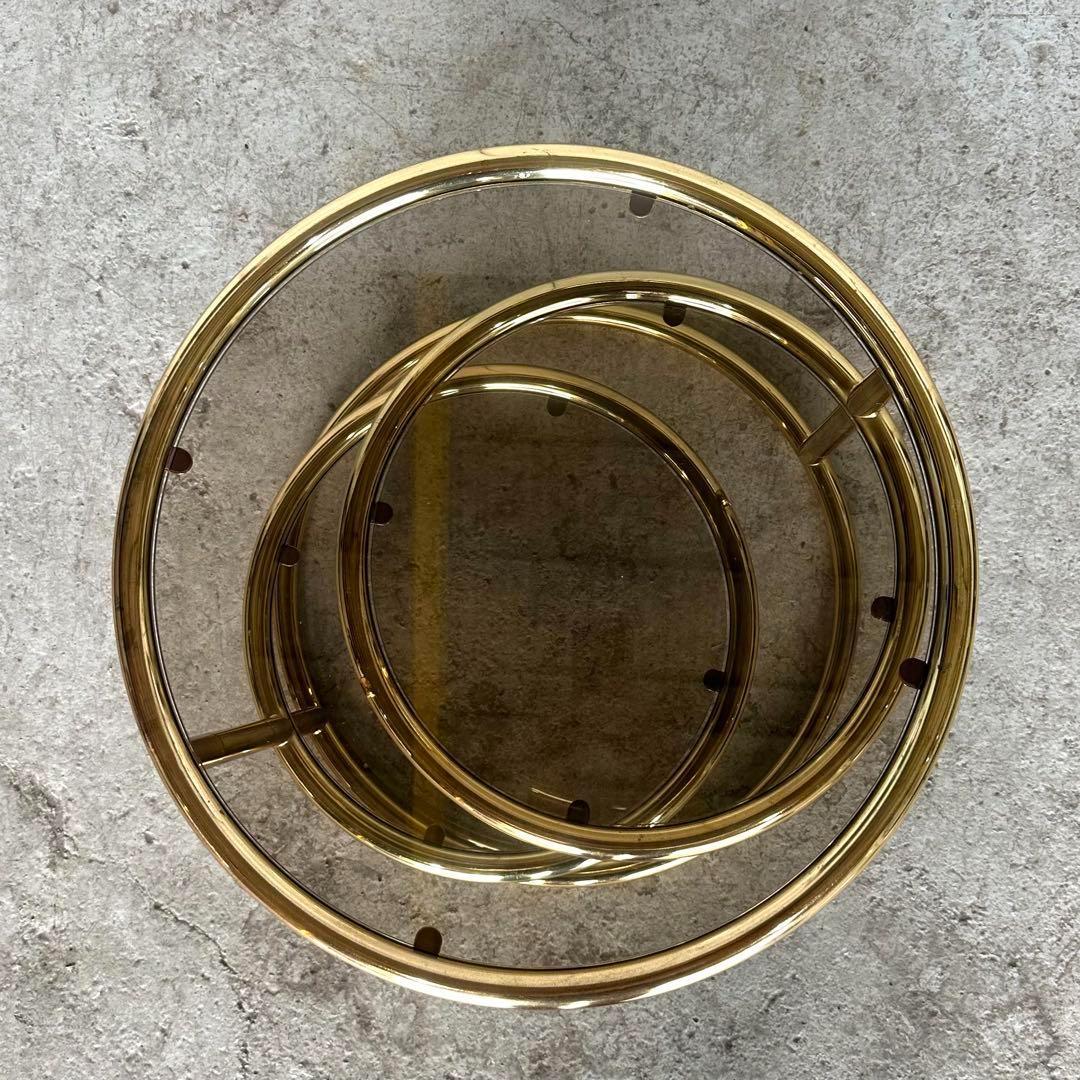 ✿北欧レトロ✿ミッドセンチュリー 3段ガラスサイドテーブル　ラウンドテーブル