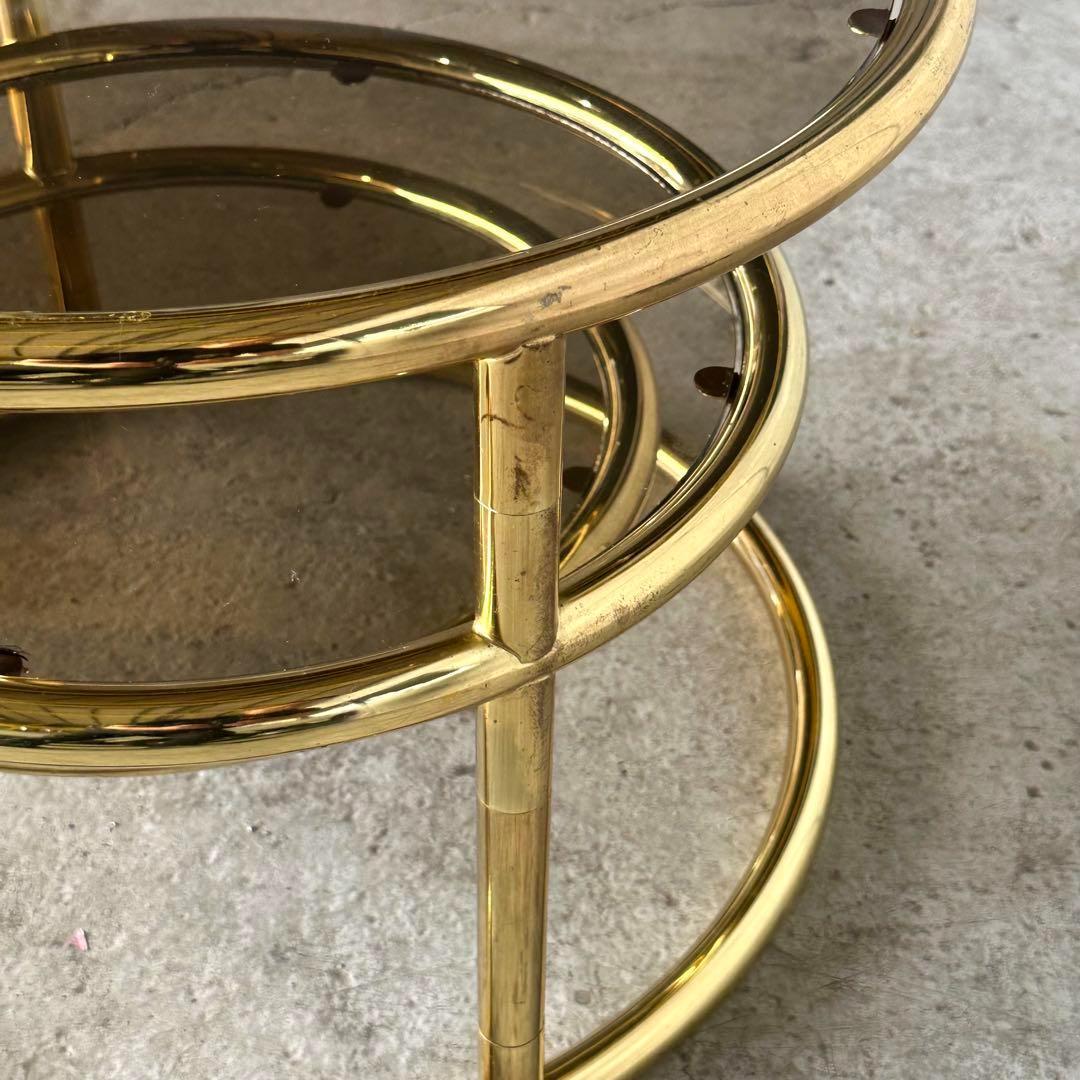 ✿北欧レトロ✿ミッドセンチュリー 3段ガラスサイドテーブル　ラウンドテーブル