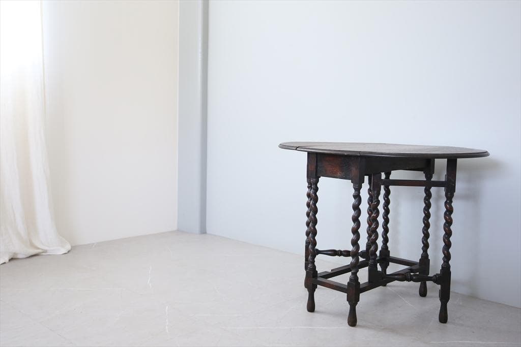 英国アンティーク木製ゲートレッグテーブル/ダイニング机バタフライ(89-261)