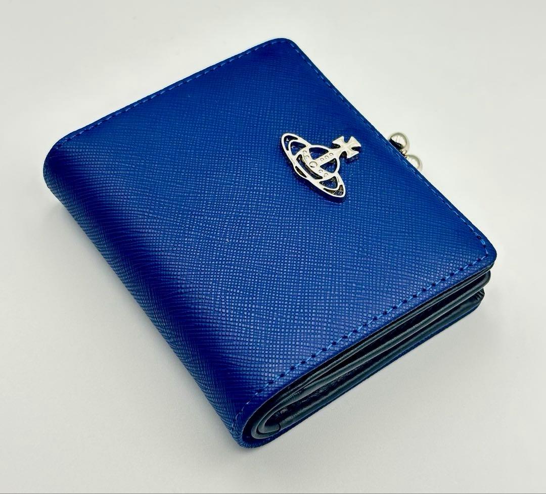 【最新✦新品】Vivienne Westwood 三つ折り財布 青 ブルー 人気