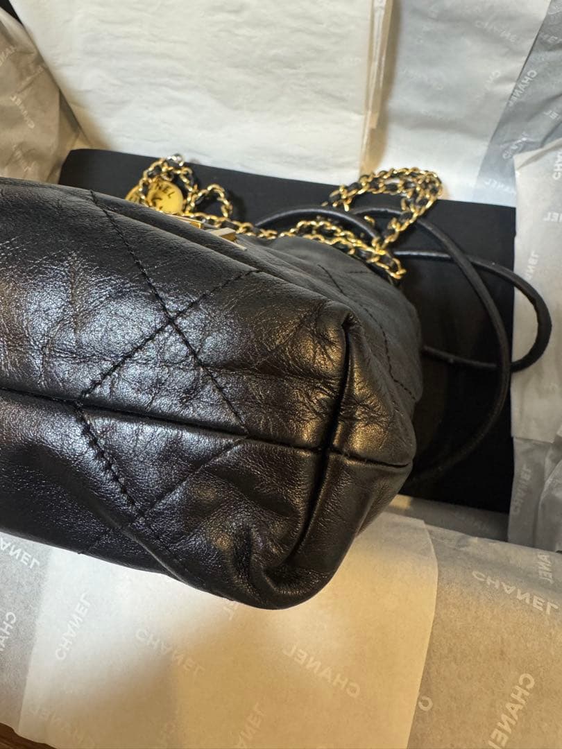 【レシート有 美品】CHANEL 22 ミニ ブラック ゴールド金具