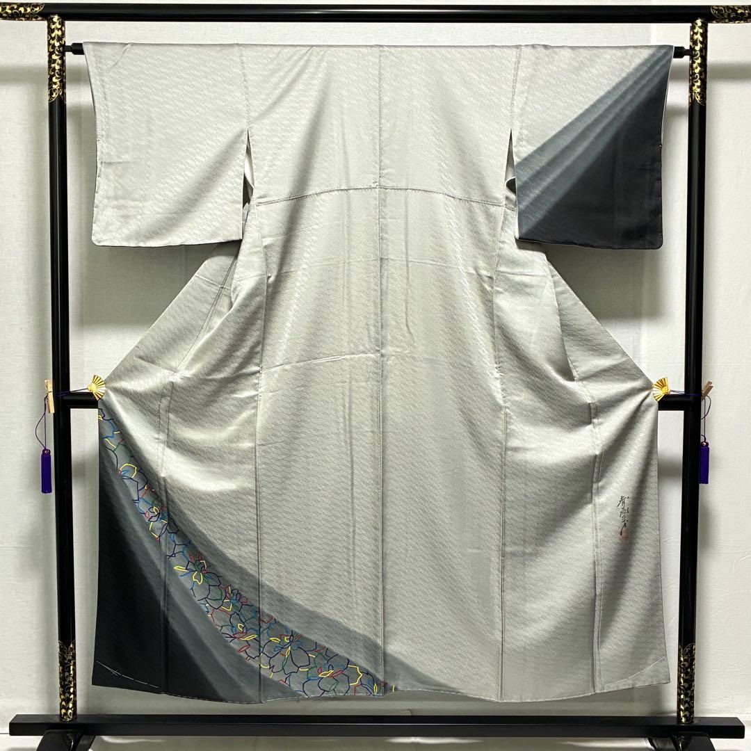 D74 訪問着 斎藤三才 やまと誂 薔薇 正絹着物 袷 しつけ糸付き未使用極美品