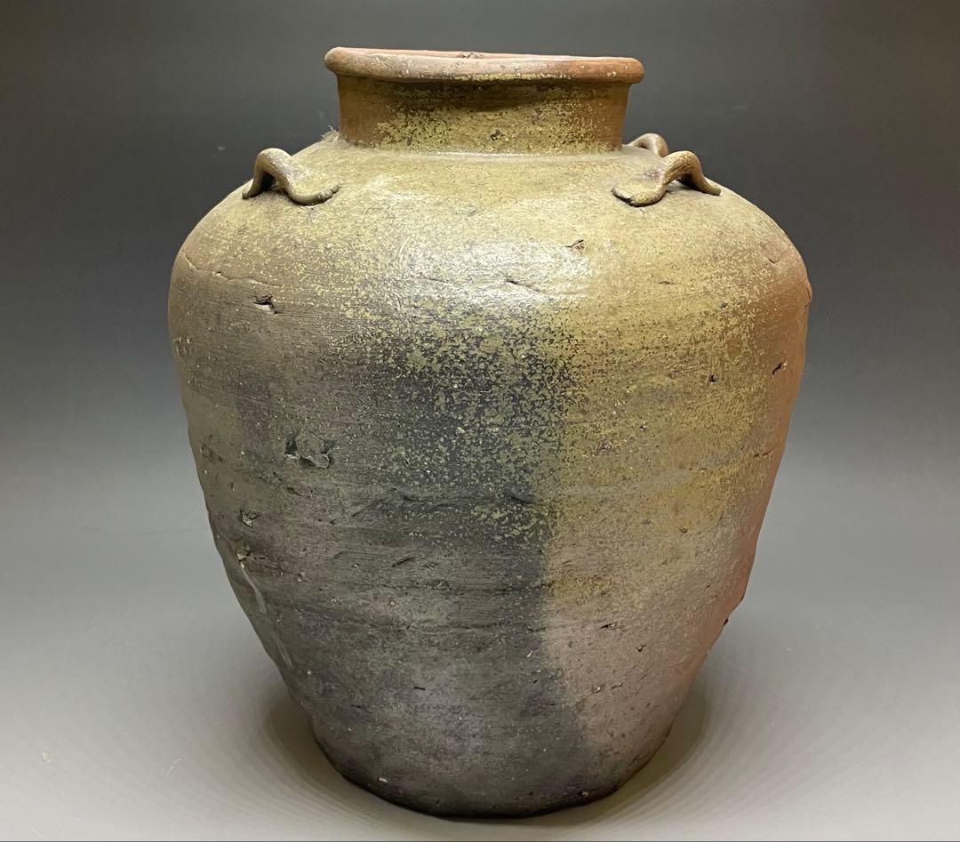 古備前　四耳壺　葉茶壺　28.5cm y5517