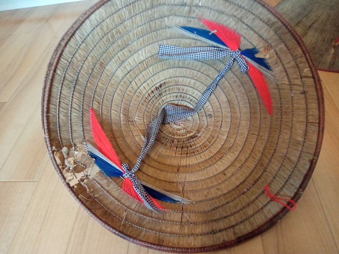 ベトナム　古道具　ノンラー　笠　アンティーク　ベトナム料理　3つセット