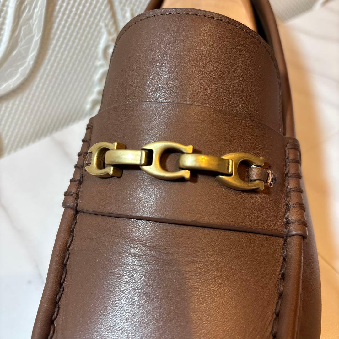 美品COACHシグネチャーチェーン ビットローファー　ラバーソール