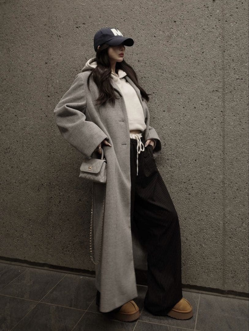 darich ベーシックテーラードロングコート　GRY FREEサイズ