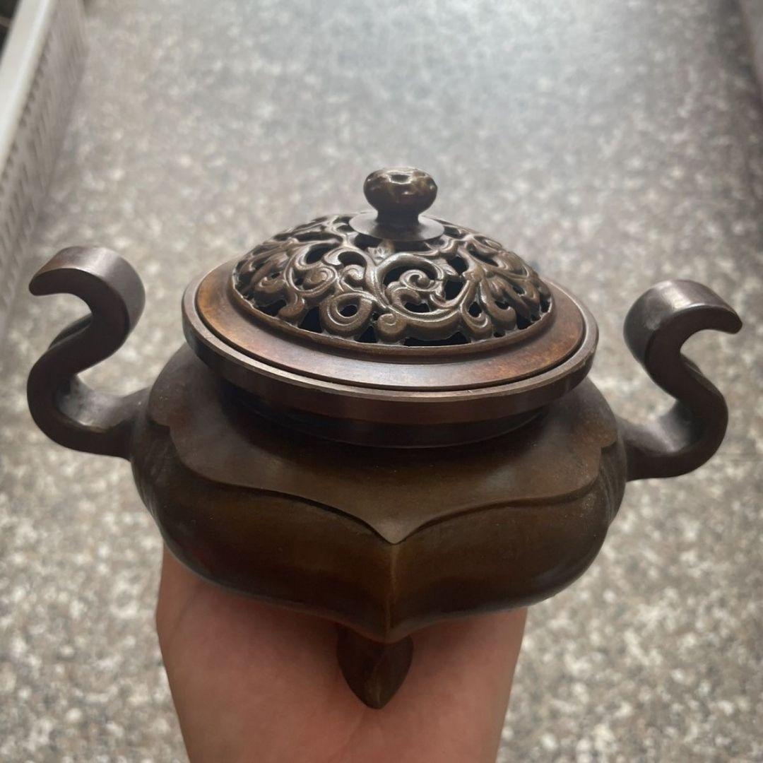 銅器 海棠薫香炉 仏具 室内檀香炉 茶道香炉 装飾品 工芸品 置物