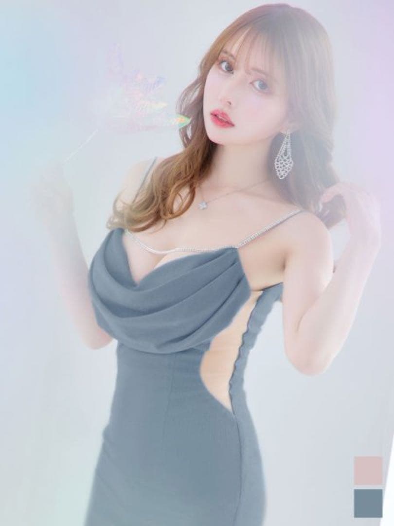 JEWELS ジュエルズ キャバクラ ドレス チェーン ビジュー ラメ ブルー