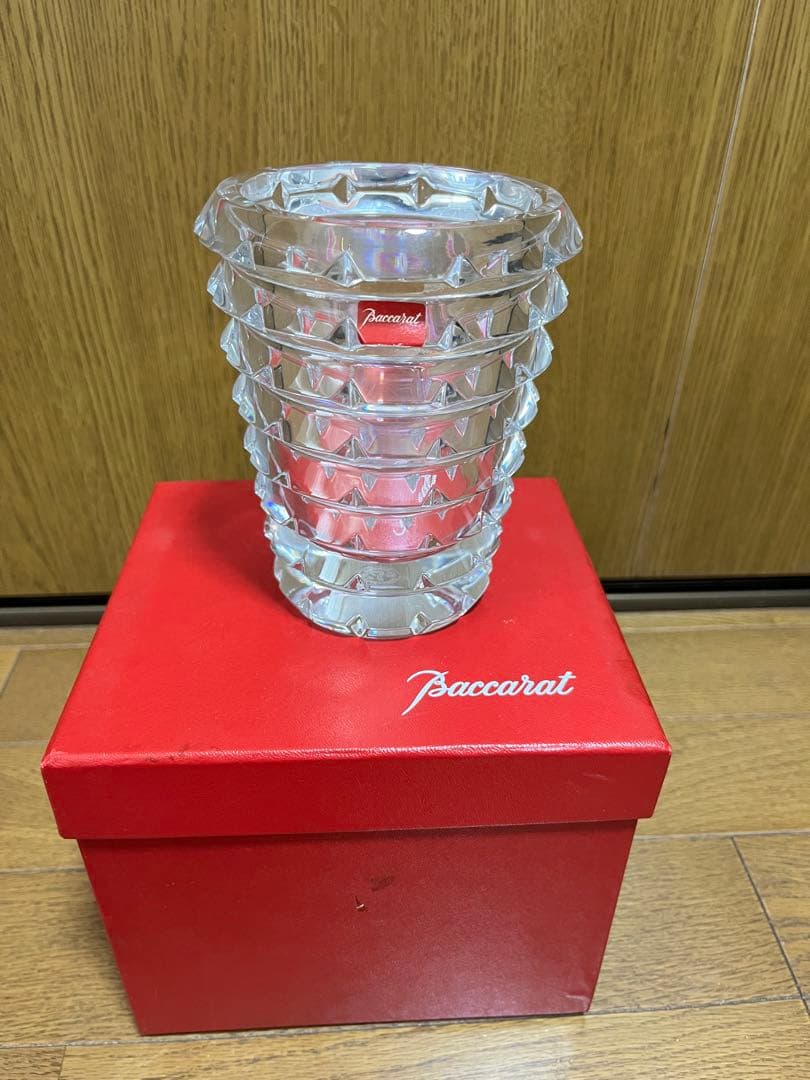 Baccarat クリア ストライプデザイン 花瓶