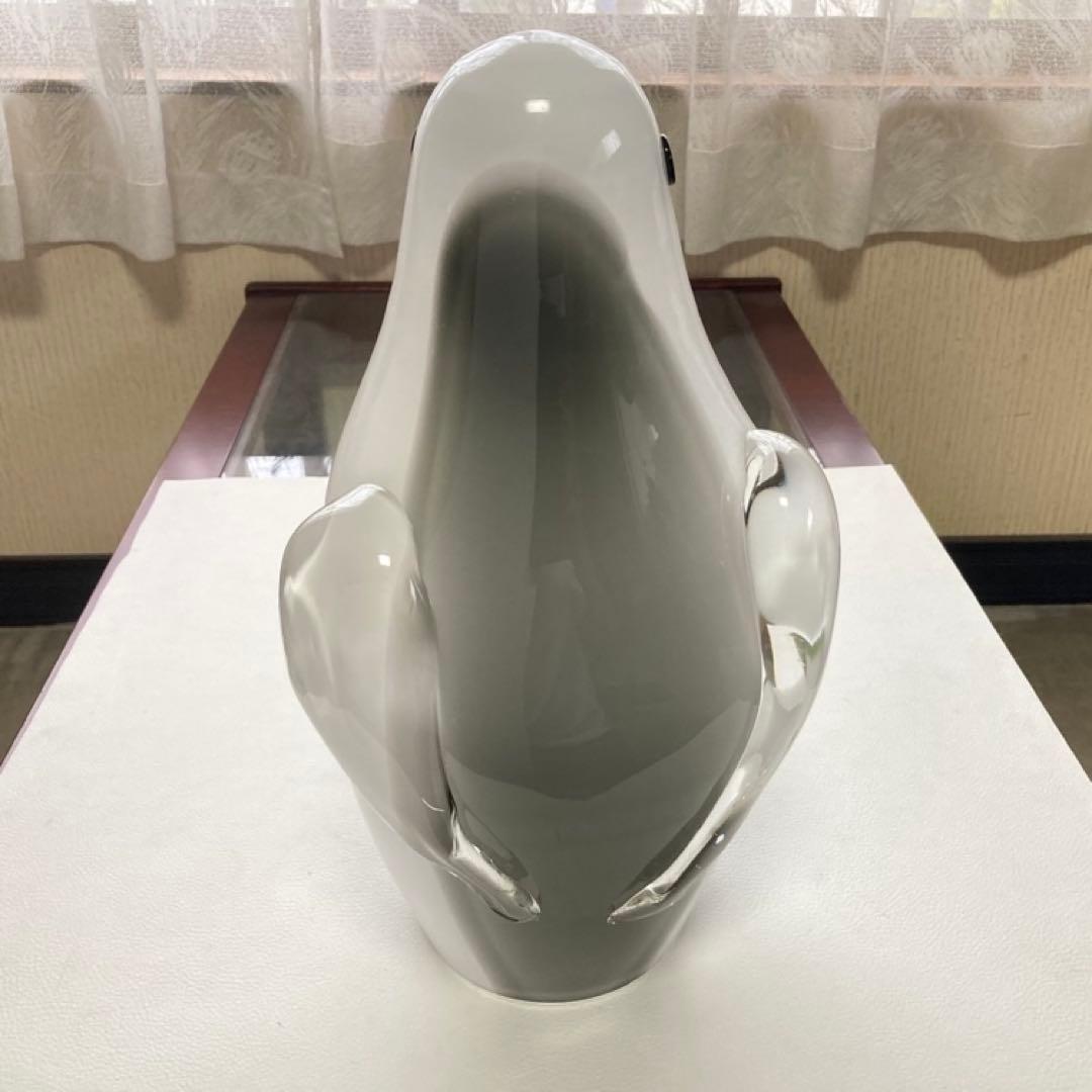 岩津ガラス ペンギン 置物 オブジェ ランプシェード スタンド 工芸品 レトロ