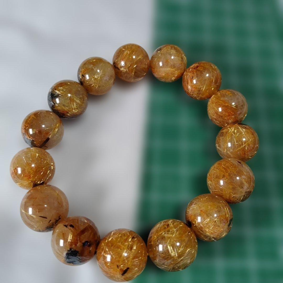 ルチルクォーツ ビーズブレスレット 約12mm