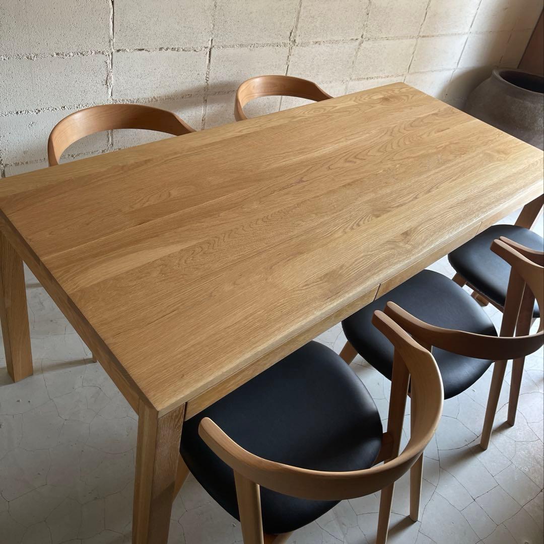 美品　無印良品　MUJI ダイニングテーブル　180 オーク無垢材　引出し付