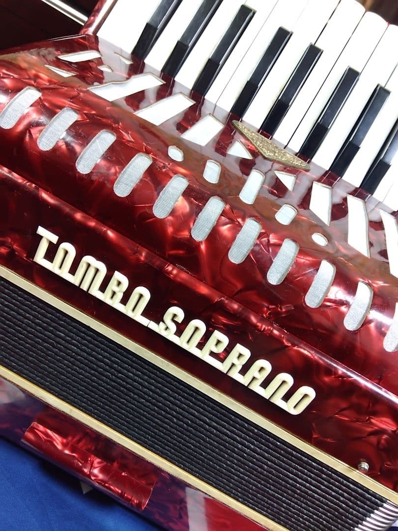 【大幅メンテ完了】 トンボ ソプラノアコーディオン No.250 赤（即演奏可）