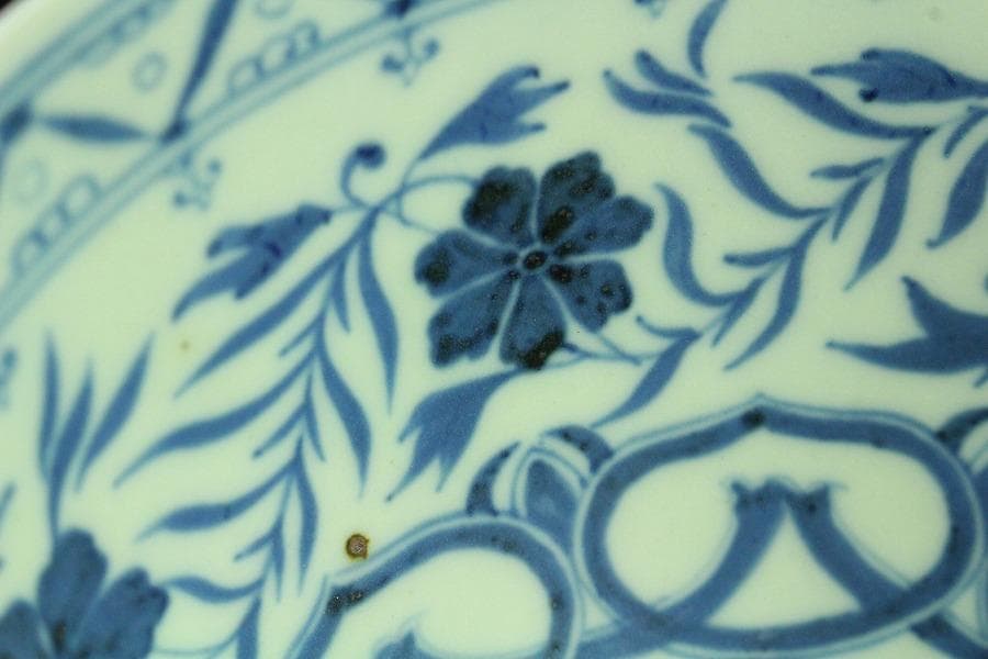 茶道具 唐物 染付茶碗 仕服 時代物(K-LC871)