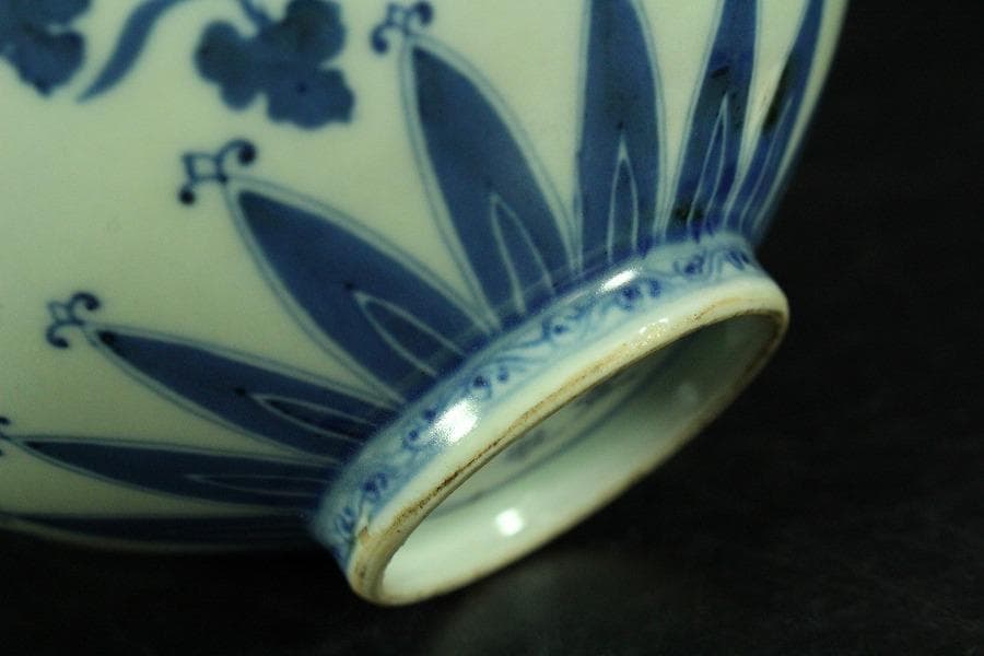 茶道具 唐物 染付茶碗 仕服 時代物(K-LC871)