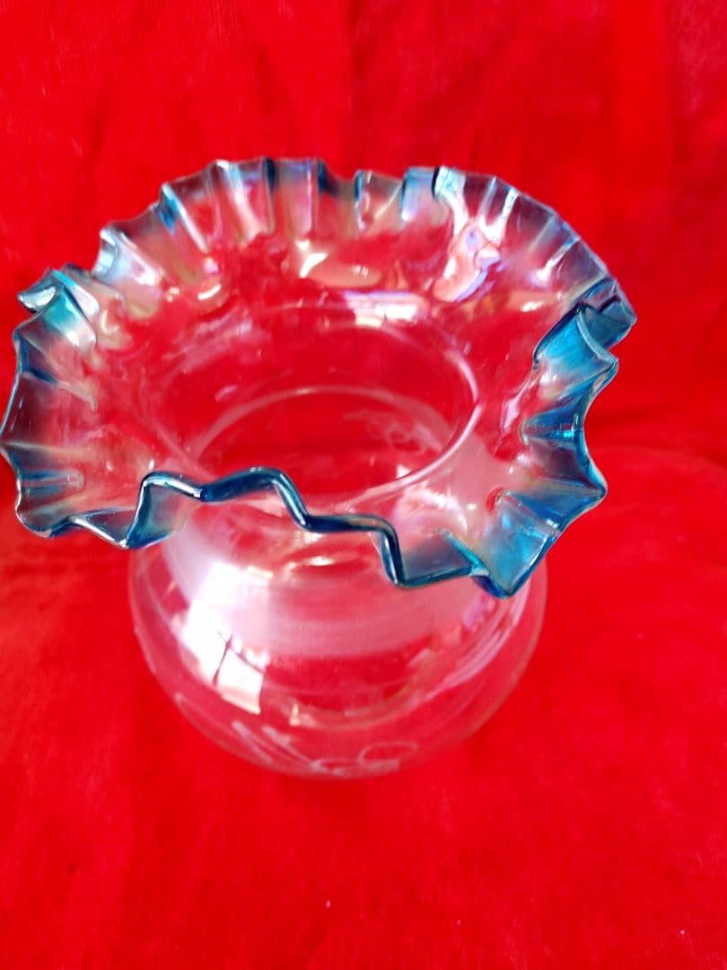 座敷ランプ　青色金魚鉢形ガラスシェード